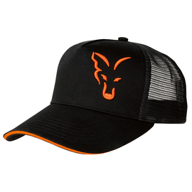 Fox Black & Orange Trucker Cap Baseball Sapka
