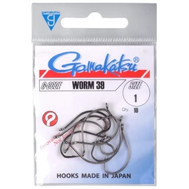 Gamakatsu Worm 39 Hooks Black Horog