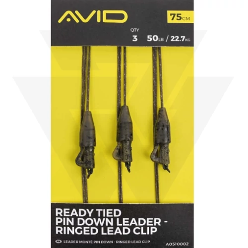 Avid Carp Előkötött Leadcore Ready Tied Pin Down Leader Ringed Lead Clip