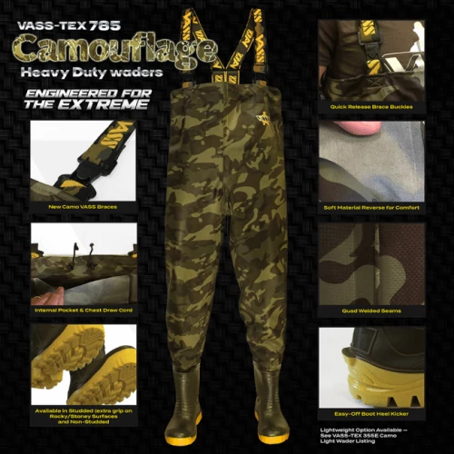 Vass-Tex E 785 Series Camo Chest Wader Melles Csizma