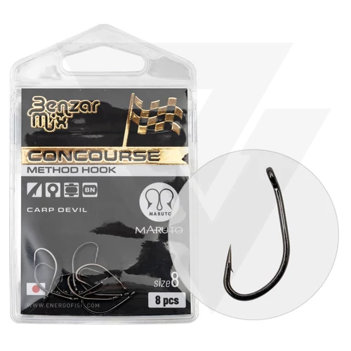 Benzár Szakállnélküli Horog Concourse Method Carp Fine Barbless 