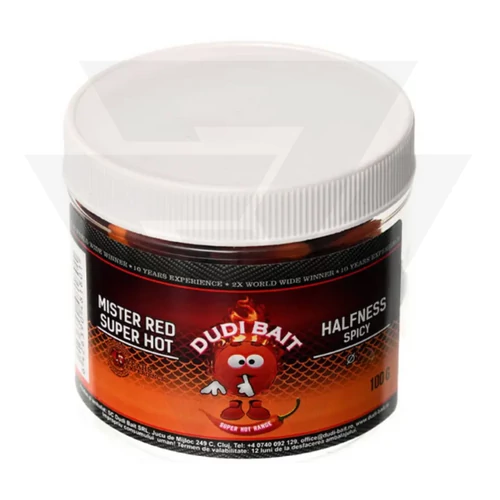 Dudi Baits Kikönnyített Horogcsali Hook Boilies "Mister Red" Halfness Spicy (100g)