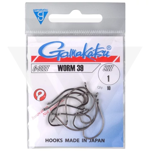 Gamakatsu Worm 39 Hooks Black Horog