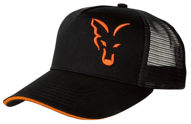 Fox Black & Orange Trucker Cap Baseball Sapka