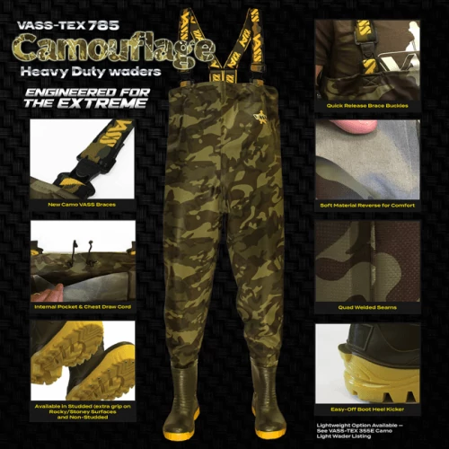 Vass-Tex E 785 Series Camo Chest Wader Melles Csizma